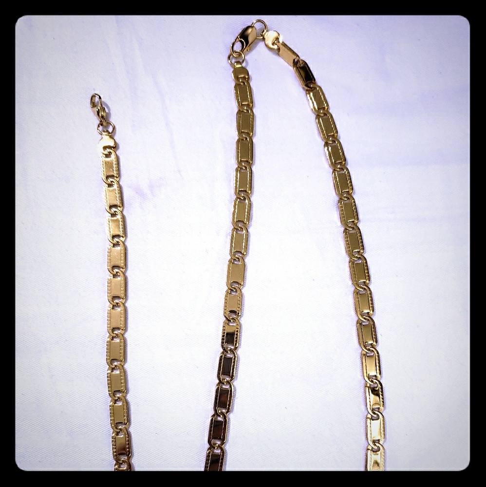 SET OF 18K GOLDFIELDS NECKLACE & BRACELET